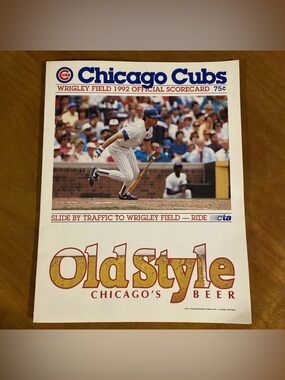 MLB Chicago Cubs Wrigley Field 1992 Official Scorecard vs Pittsburgh